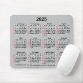 Tapis De Souris Calendrier ISO 2025 Silver 52 semaines par Janz (Avec souris)