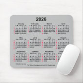 Tapis De Souris Calendrier ISO 2026 Silver 52 semaines par Janz (Avec souris)