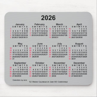Tapis De Souris Calendrier ISO 2026 Silver 52 semaines par Janz