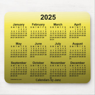 Tapis De Souris Calendrier Jaune 2025 fané par Janz Mouse Pad