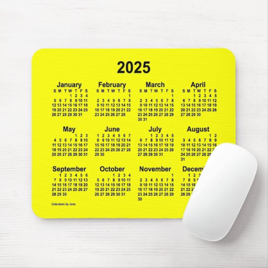 Tapis De Souris Calendrier Jaune 2025 par Janz Mouse Pad (Avec souris)
