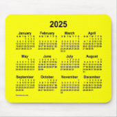 Tapis De Souris Calendrier Jaune 2025 par Janz Mouse Pad (Devant)