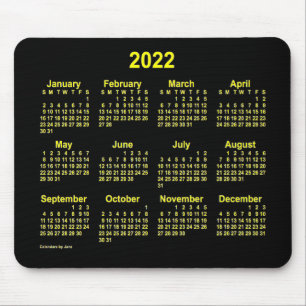 Tapis De Souris Calendrier jaune néon 2022 par Janz