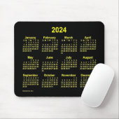 Tapis De Souris Calendrier jaune néon 2024 par Janz (Avec souris)