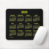 Tapis De Souris Calendrier jaune néon 2025 par Janz (Avec souris)