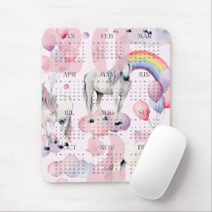 Tapis De Souris Calendrier Licorne Arc-en-ciel Lune Étoiles Enfant