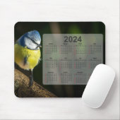 Tapis De Souris Calendrier Little Blue Tit Bird 2024 (Avec souris)