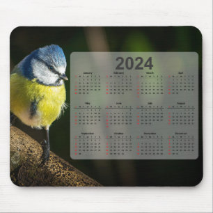 Tapis De Souris Calendrier Little Blue Tit Bird 2024