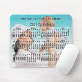 Tapis De Souris Calendrier mensuel 2019 Année Noir Ajouter un text (Avec souris)