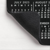 Tapis De Souris Calendrier mensuel 2023 Année Noir Blanc Nom perso (Coin)
