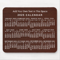 Calendrier mensuel 2025 Wood Grain Custom Text