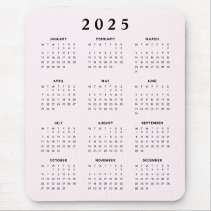 Tapis De Souris Calendrier mensuel Blush 2025