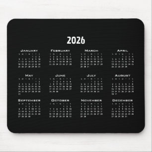 Tapis De Souris Calendrier minimaliste noir Simple moderne