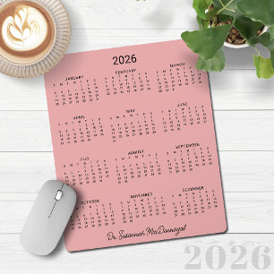 Tapis De Souris Calendrier minimaliste personnalisé 2026 Bureau ro