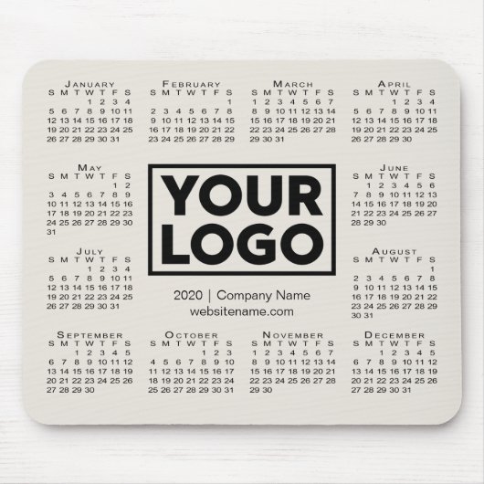 Tapis De Souris Calendrier moderne 2020 Business Company Logo Beig (Devant)