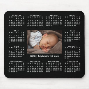 Tapis De Souris Calendrier moderne 2020 Votre photo et votre nom s