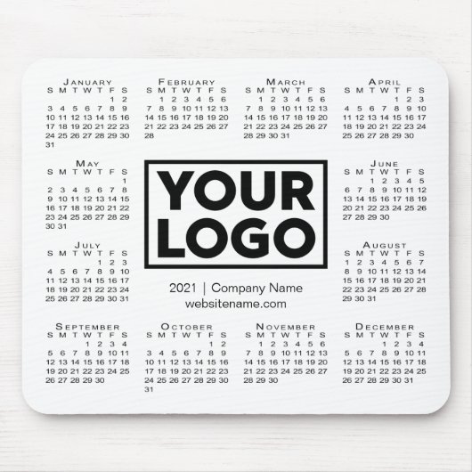 Tapis De Souris Calendrier moderne 2021 Business Company Logo Blan (Devant)