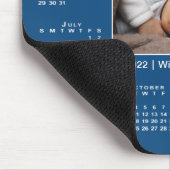 Tapis De Souris Calendrier moderne 2022 Votre nom photo sur Blue (Coin)