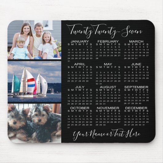 Tapis De Souris Calendrier moderne 2023 3 Script photo personnalis (Devant)