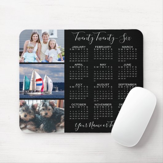 Tapis De Souris Calendrier moderne 2023 3 Script photo personnalis (Avec souris)