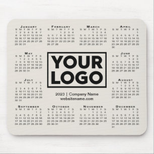 Tapis De Souris Calendrier moderne 2023 Business Company Logo Beig