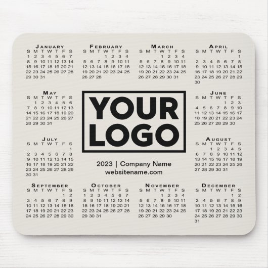 Tapis De Souris Calendrier moderne 2023 Business Company Logo Beig (Devant)