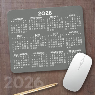 Tapis De Souris Calendrier - moderne gris et blanc simple