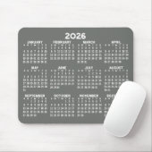 Tapis De Souris Calendrier - moderne gris et blanc simple (Avec souris)