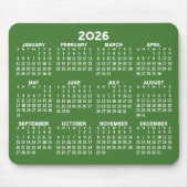 Tapis De Souris Calendrier - moderne vert et blanc simple (Devant)