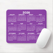 Tapis De Souris Calendrier - moderne violet et blanc simple (Avec souris)