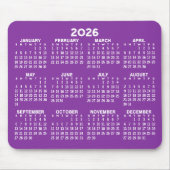 Tapis De Souris Calendrier - moderne violet et blanc simple (Devant)