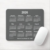Tapis De Souris Calendrier Neon Charcoal 2026 par Janz (Avec souris)