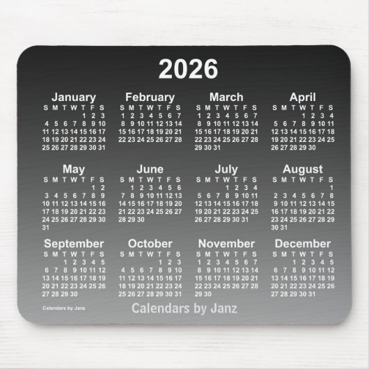 Tapis De Souris Calendrier noir défraîchi 2026 par Janz Mouse Pad (Devant)