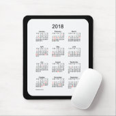 Tapis De Souris Calendrier noir des vacances 2018 par le tapis de (Avec souris)
