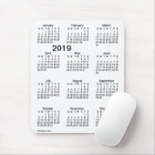 Tapis De Souris Calendrier noir et blanc des gros caractères 2019 (Avec souris)