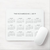 Tapis De Souris Calendrier noir et blanc simple 2019 et moderne (Avec souris)
