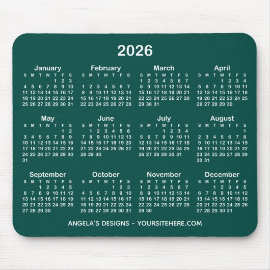 Tapis De Souris Calendrier noir Turquoise et blanc promotionnel (Devant)