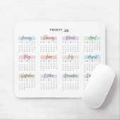 TAPIS DE SOURIS CALENDRIER PASTEL 2025 SCRIPT ÉCRIT À LA MAIN (Avec souris)
