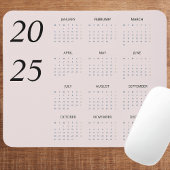 Tapis De Souris Calendrier Pastel Rose 2025 personnalisé élégant