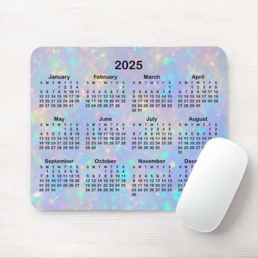 Tapis De Souris Calendrier Periwinkle Opal Ombre 2025 (Avec souris)