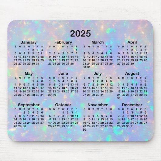 Tapis De Souris Calendrier Periwinkle Opal Ombre 2025 (Devant)