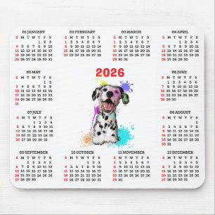 Tapis De Souris Calendrier personnalisable de chien dalmatien mign