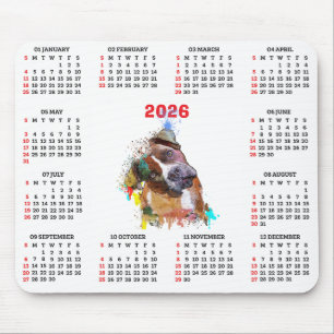 Tapis De Souris Calendrier personnalisable de chien Pittie mignon
