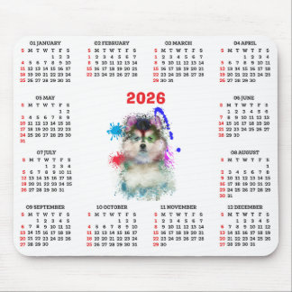 Tapis De Souris Calendrier personnalisable de chien Pomsky mignon