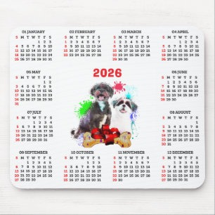 Tapis De Souris Calendrier personnalisable de chien Shih Tzu migno