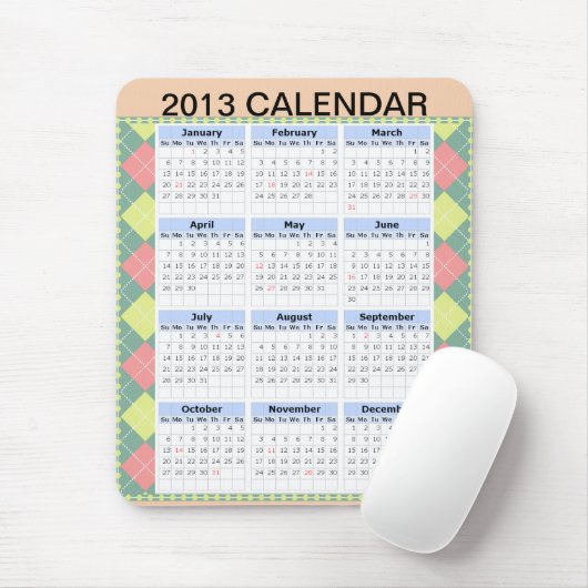 Tapis De Souris Calendrier personnalisé 2013 sur un Mousepad (Avec souris)