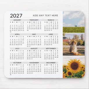 Tapis De Souris Calendrier personnalisé 2027 Minimal Moderne 3 Pho