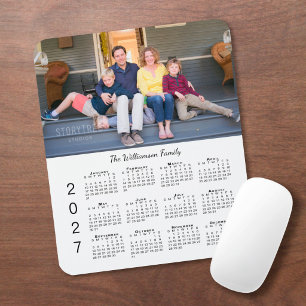 Tapis De Souris Calendrier personnalisé avec photo et nom blanc 20