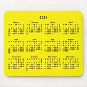 Tapis De Souris Calendrier personnalisé Black and Bright Yellow 2