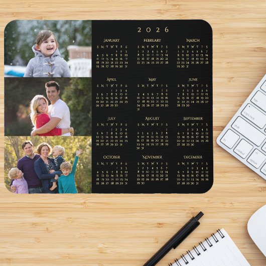 Tapis De Souris Calendrier personnalisé de 3 photos de famille 202